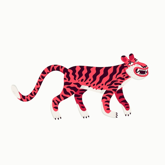 Desenho animado tigre rosa