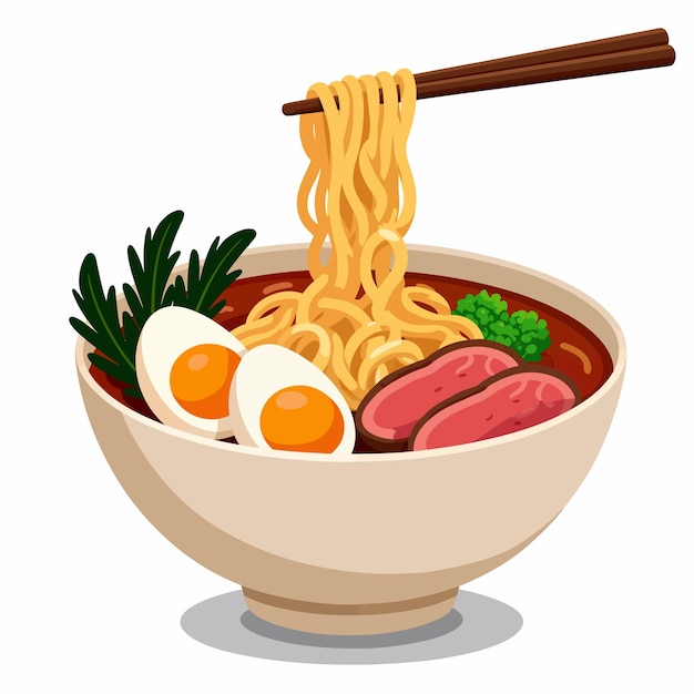 desenho animado Uma tigela de macarrão ramen