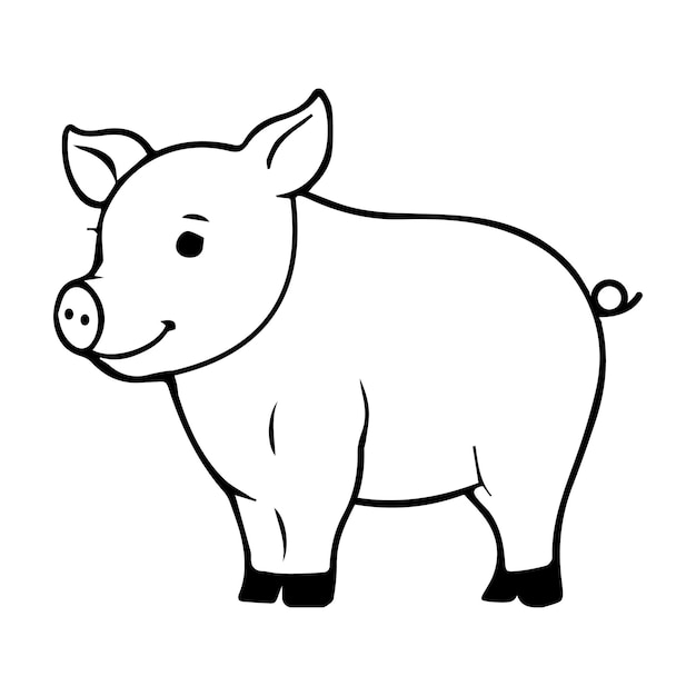 Desenho animal de silhueta de porco de exploração de porcos vetores