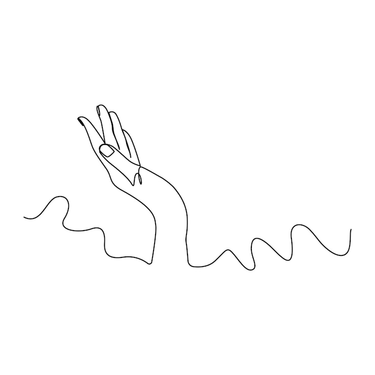 Vetor desenho artístico contínuo de uma linha de ilustração da mão humana
