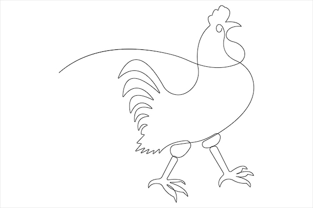 Desenho artístico contínuo de uma linha do conceito de frango de animais de estimação ilustração vetorial de contorno