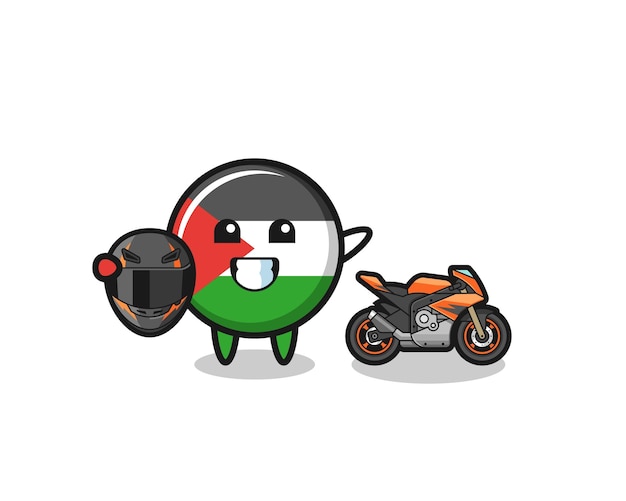 Desenho bonito da bandeira da palestina como um design bonito de motociclista