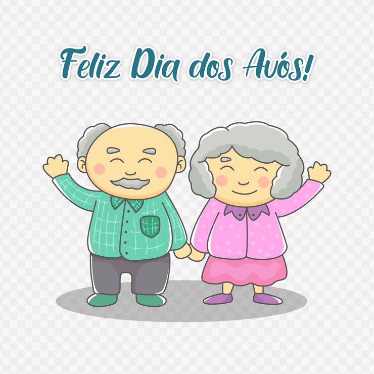 Vetor desenho bonito de avós de mãos dadas para dia dos avos