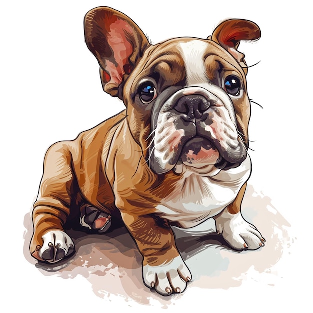 Vetor desenho bonito de um bulldog inglês no estilo de esquemas de cores realistas hyperdetailed illustra