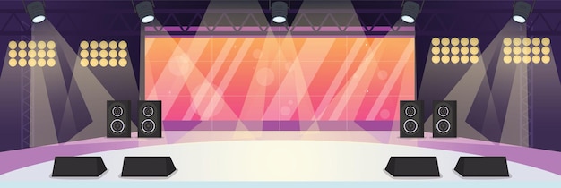 Desenho bonito e agradável do Concert Stage com móveis e objetos interiores de design vetorial