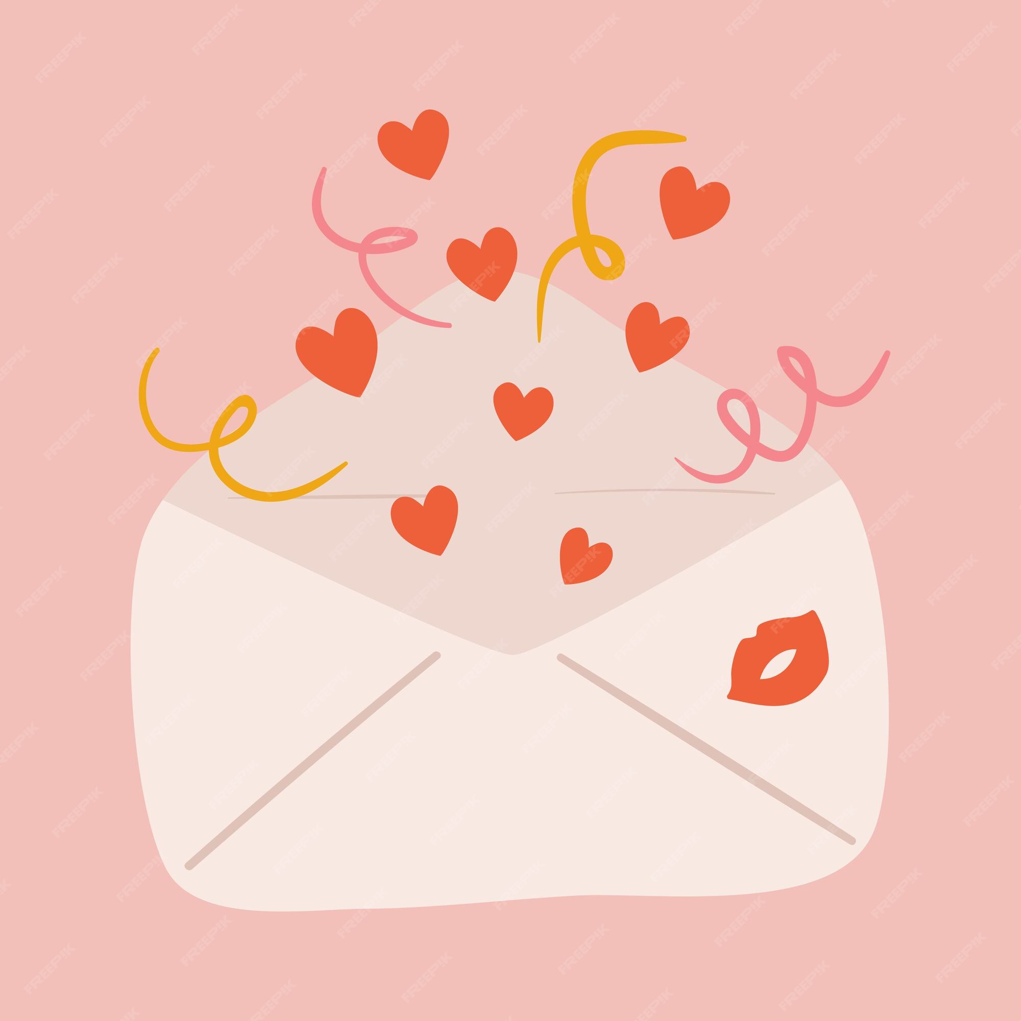 Como desenhar um envelope bonito com corações de amor \ Desenho