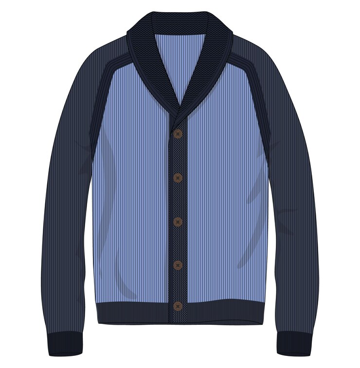 Vetor desenho cad vetorial de colarinho de shwal cardigan