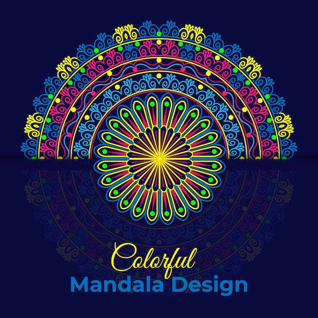 Desenho colorido de mandala floral