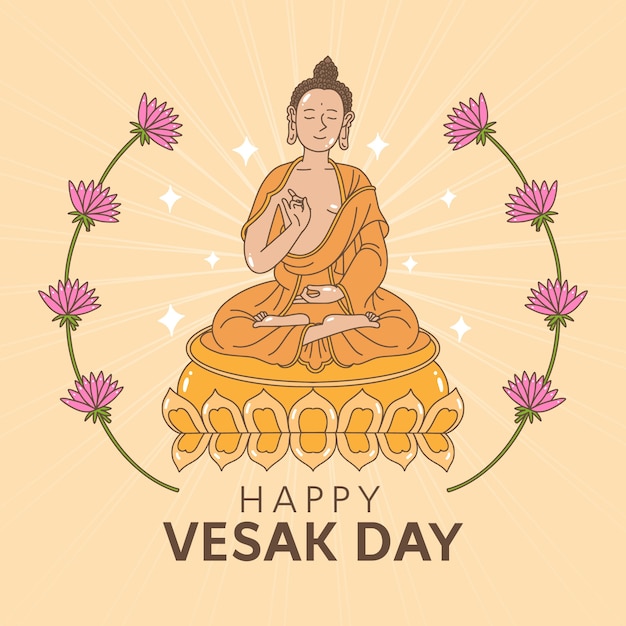 Desenho com design feliz dia vesak