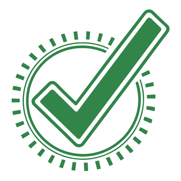 Desenho conceitual do símbolo aprovado com marca de verificação verde