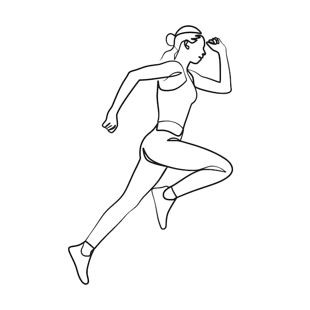 Desenho De Uma Linha De Um Atleta Que Corre Rápido. Desenho Contínuo De Uma  única Linha De Uma Mulher Em Movimento Rápido Nos Espo Ilustração do Vetor  - Ilustração de creativo, corrida