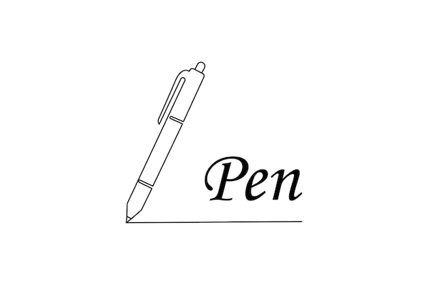 Vetor desenho contínuo de caneta de uma linha escrita em uma folha e contorno arte conceitual de educação de símbolos de lápis