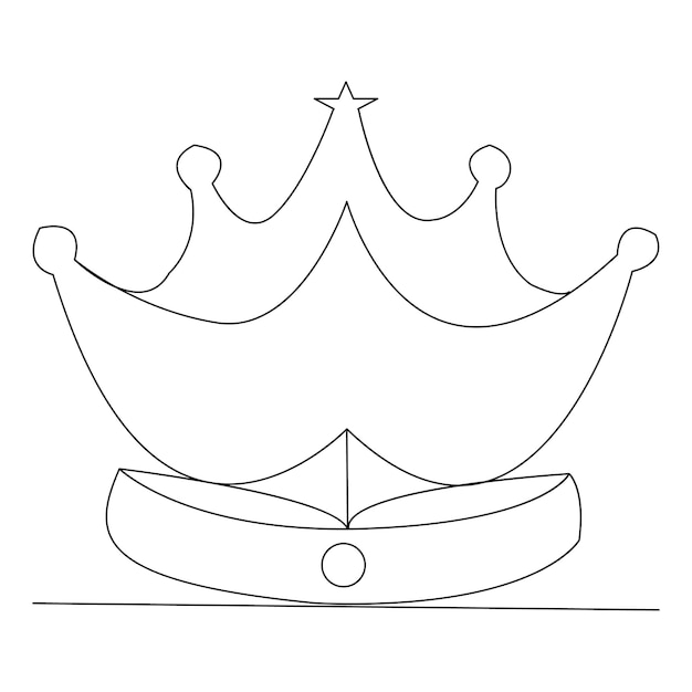 Vetor desenho contínuo de linha única da ilustração vetorial do contorno da coroa real