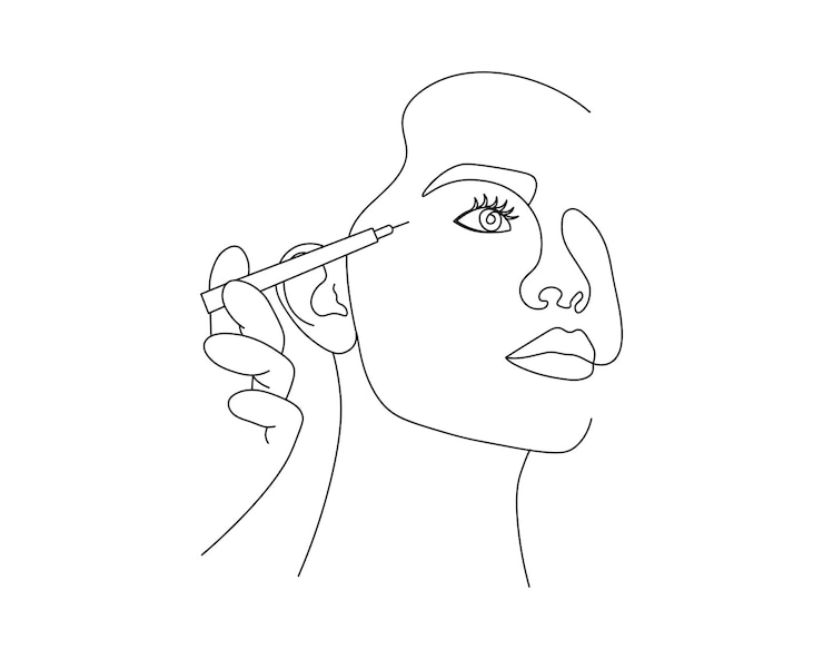 Vetor desenho contínuo de uma linha com a seringa na mão, injecção nos lábios, preenchimentos para procedimentos de beleza