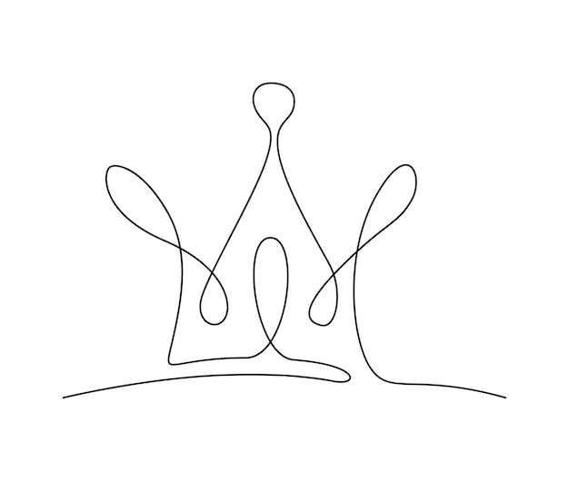 Desenho contínuo de uma linha da coroa real design simples do contorno da coroa do rei vetor de curso ativo editável