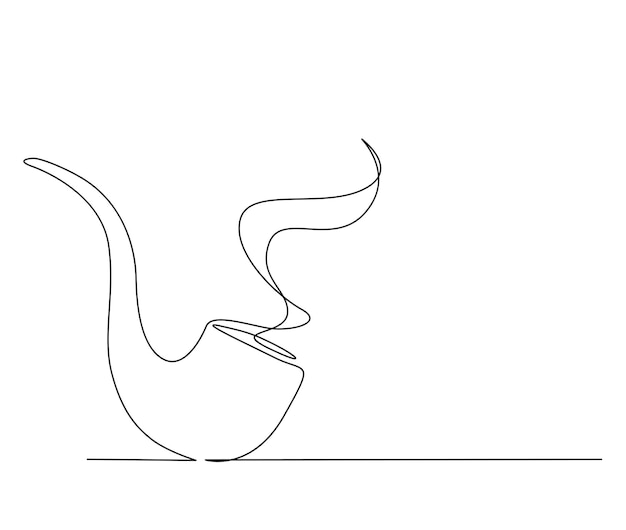 Vetor desenho contínuo de uma linha de cachimbo de tabaco design simples de contorno de cachimbo vetor de curso ativo editável