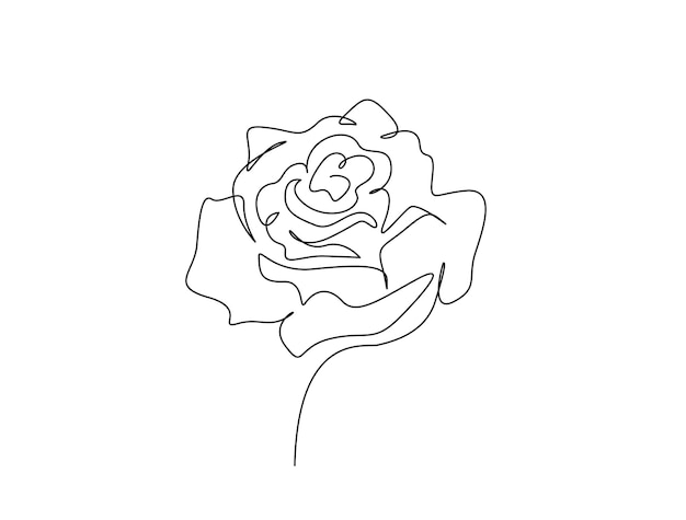 Vetor desenho contínuo de uma linha de flores de rosas contorno de flores de rosa