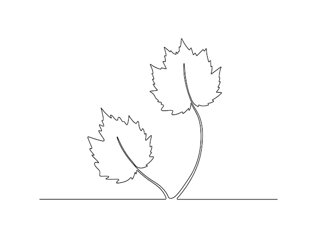 Desenho contínuo de uma linha de folha de bordo isolada em ilustração vetorial de fundo branco