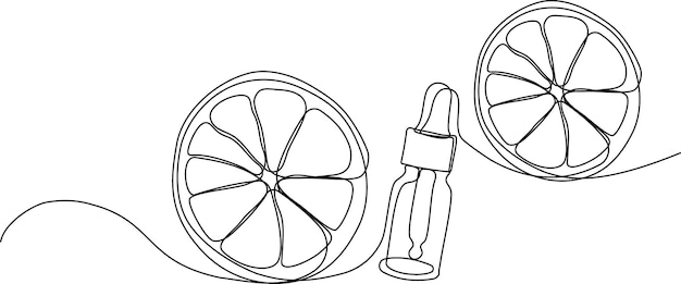 Desenho contínuo de uma linha de garrafas com óleo ou mel ou suco de limão ou lima para esfregar