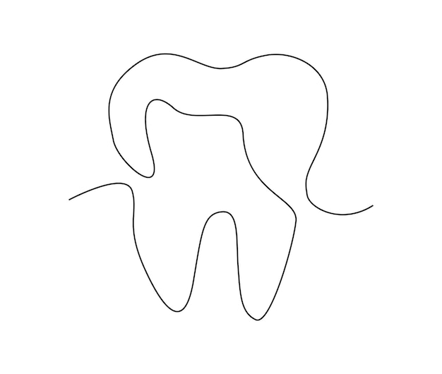 Vetor desenho contínuo de uma linha de ilustração vetorial de arte de linha dental simples de dente conceito médico de estomatologia de dentista