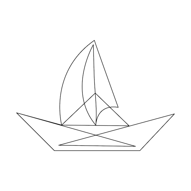 Desenho contínuo de uma linha de ilustração vetorial do contorno de um veleiro