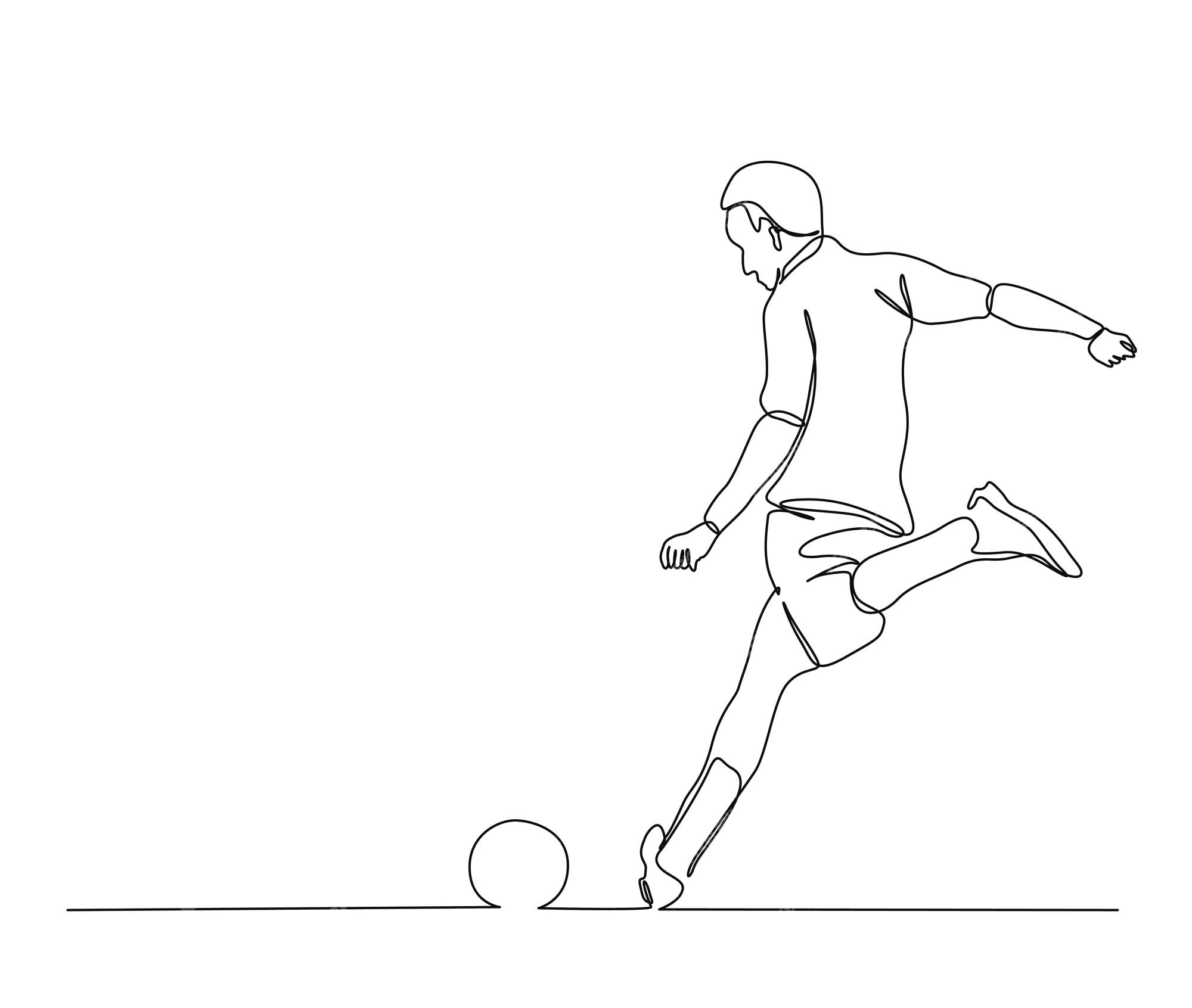 A Lápis Desenho Contínuo De Jogadores De Futebol De Corrida Do Futebol  Jogadores De Futebol Que Retrocedem O Jogo De F?sforo Do F Ilustração do  Vetor - Ilustração de ativo, ostentar: 152987473