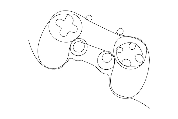 Vetor desenho contínuo de uma linha de joystick de jogo joystick controlador de jogo ilustração vetorial de contorno