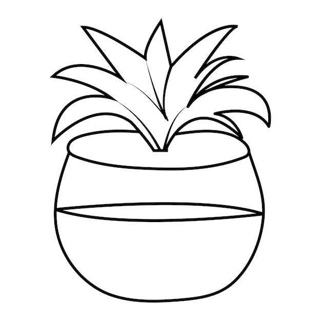 Desenho contínuo de uma linha de planta doméstica em uma ilustração vetorial de árvore em vaso