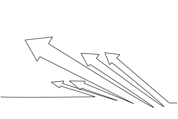 Vetor desenho contínuo de uma linha de símbolo de setas rápidas aumentando o crescimento financeiro do negócio