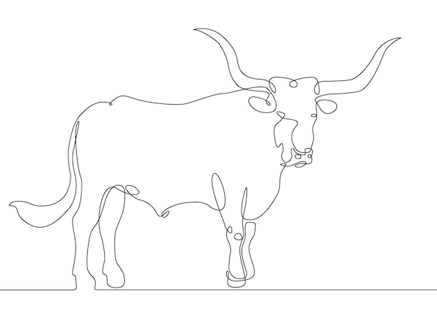 Desenho contínuo de uma linha de vaca touro