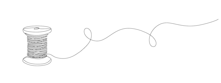Vetor desenho contínuo de uma única linha editável de bobina de fio ícone de bobina simplificado para costura e alfaiataria ilustração vetorial