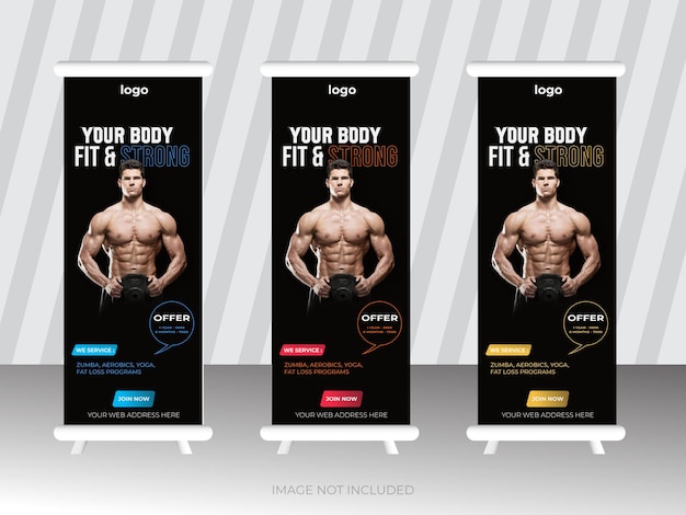 Vetor desenho criativo de banners de fitness