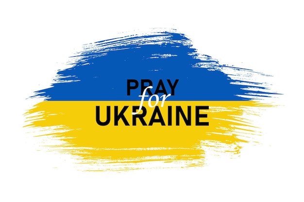 Desenho da bandeira da Ucrânia Ore o sinal da bandeira da Ucrânia A mensagem para a guerra na Ucrânia