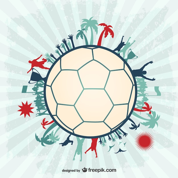 Desenho da bola de futebol jogadores de futebol vetor