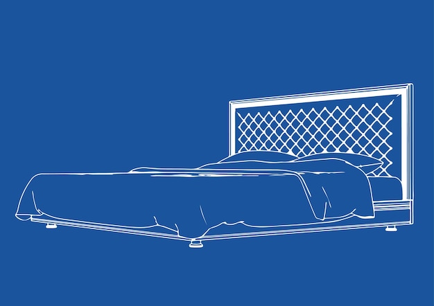 Desenho da cama em um fundo azul vectorx9