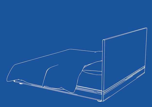 Desenho da cama em um fundo azul vectorx9