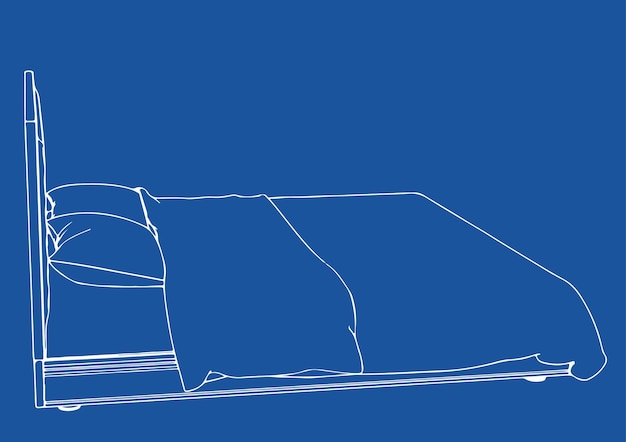 Desenho da cama em um fundo azul vectorx9