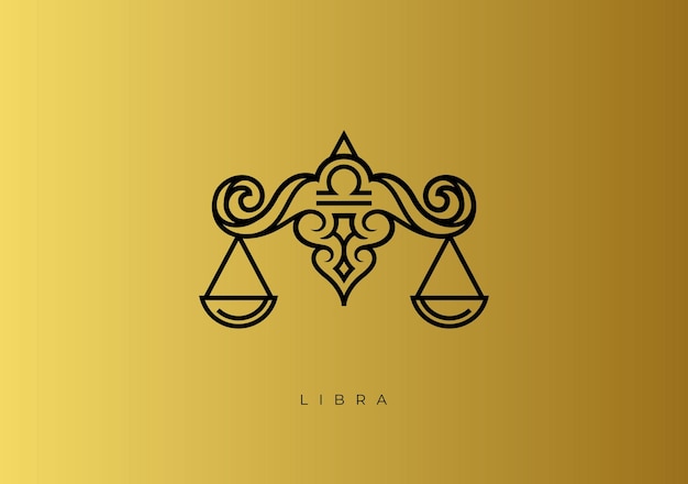 Vetor desenho da linha zodiac stock libra