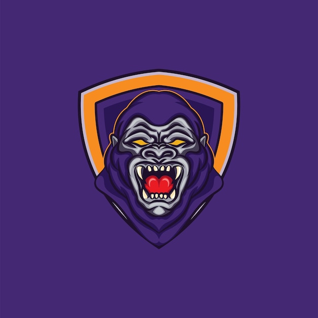 Desenho da mascote do logotipo da cabeça de gorila