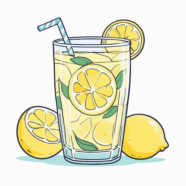 Desenho de adesivo de ilustração vetorial de limonada bebida fresca