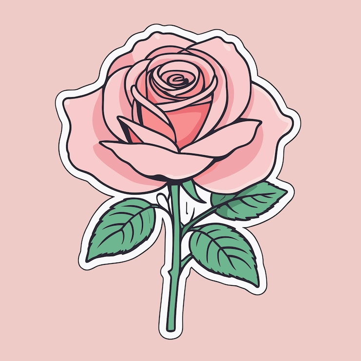 Vetor desenho de adesivo de rosa ilustração de clipart