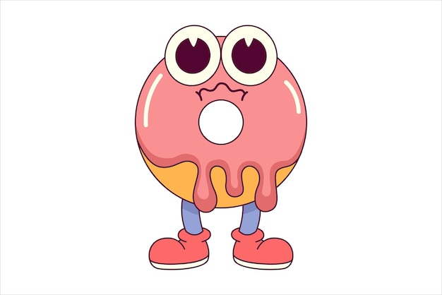 Desenho de adesivo plano de donuts bonitos