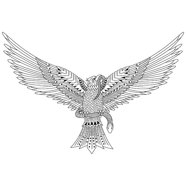 Desenho de águia em estilo zentangle
