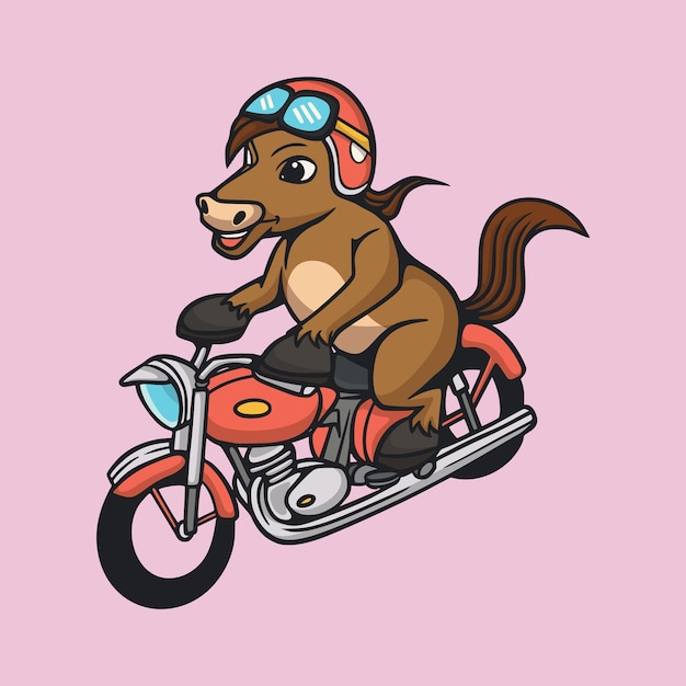 Desenho de animal desenho animado mascote de moto de equitação