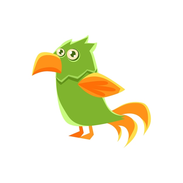 Desenho de animal exótico de brinquedo de papagaio verde