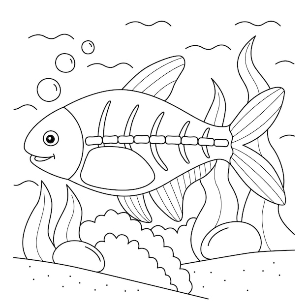 Desenho de Animal para Colorir de Peixe Raio X para Crianças