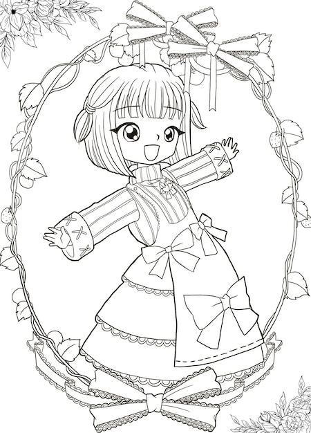 Desenho de anime Kawaii para colorir