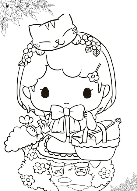 Desenho de anime Kawaii para colorir