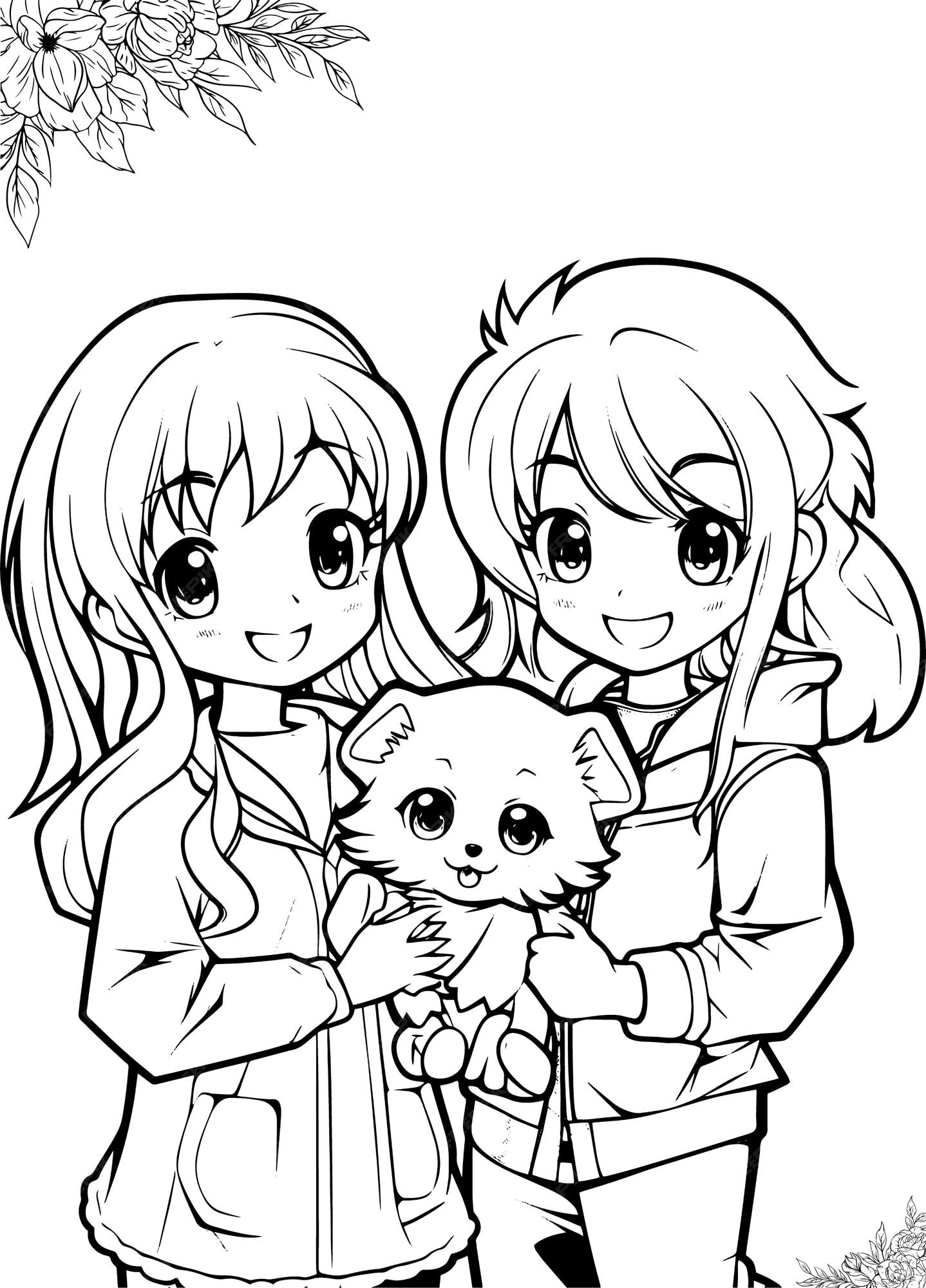 Desenho de anime kawaii para colorir