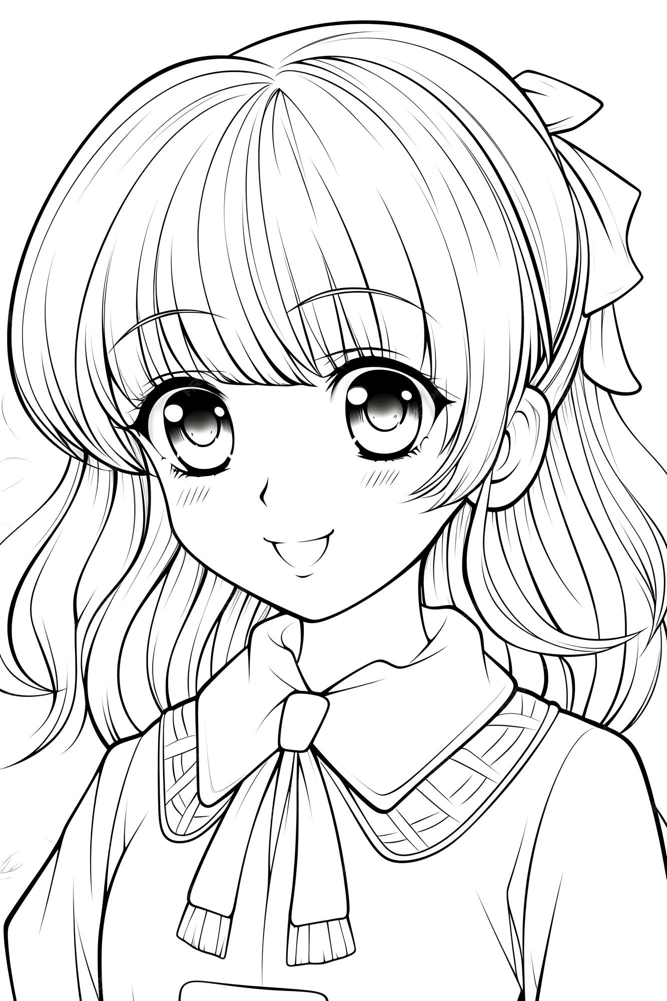 Desenho de garota 21 de anime para colorir